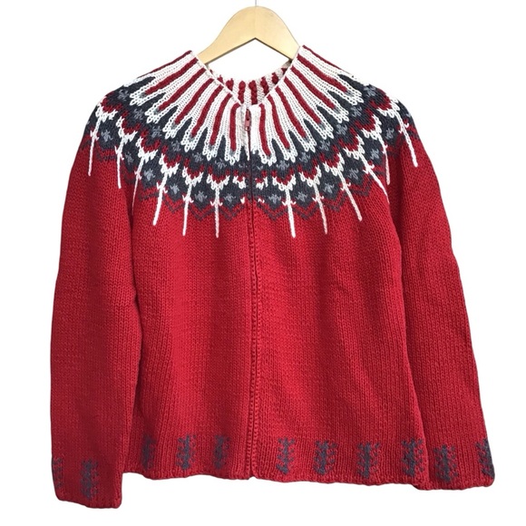 Marisa Christina Vintage Hand Knit Fair Isle Zip Cardigan - Picture 1 of 6